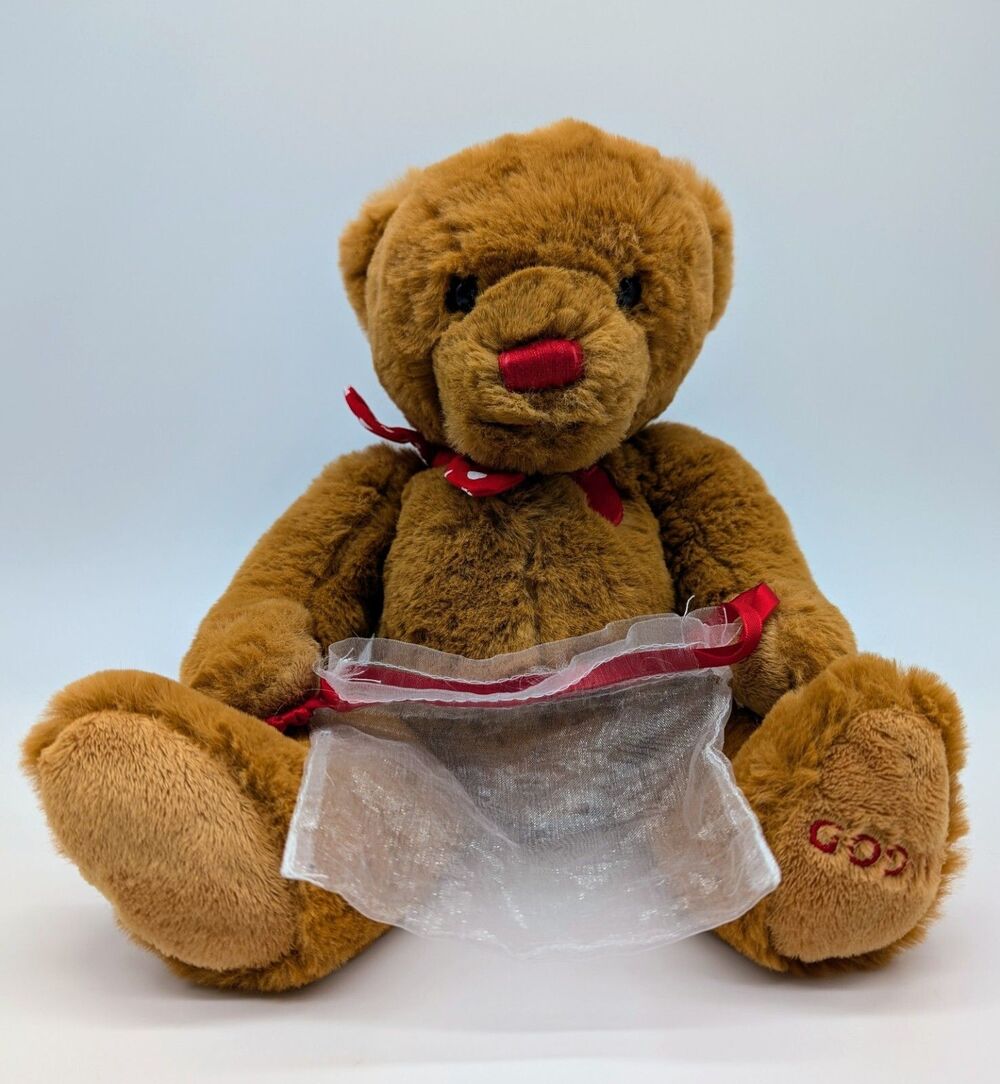 2019 Godiva Chocolates Brown Teddy Bear Plush Valentine's Day Hearts 11"